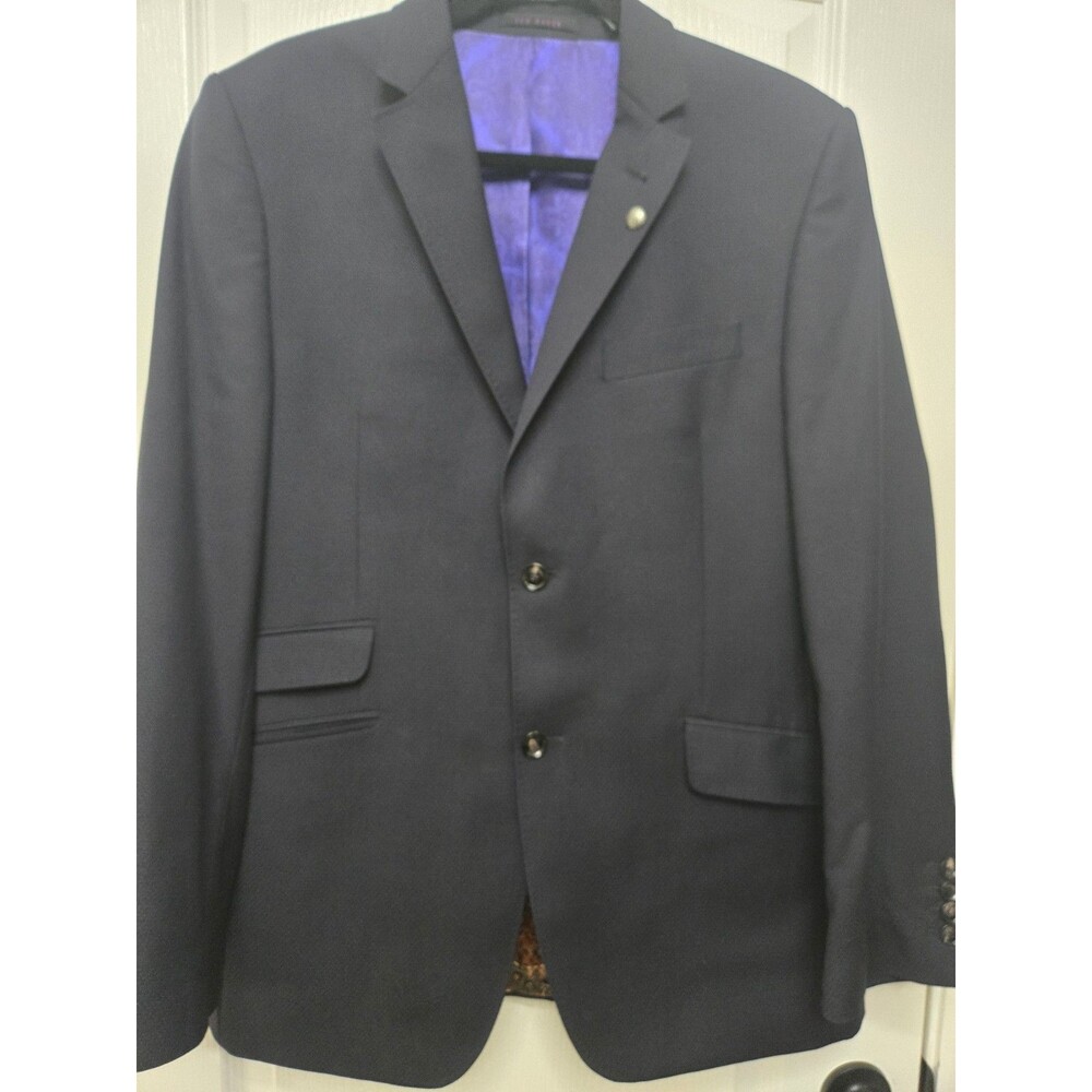 Ted Baker London Endurance Blazer Jacket 40R 100% Wool Blue Purple Dot Dog